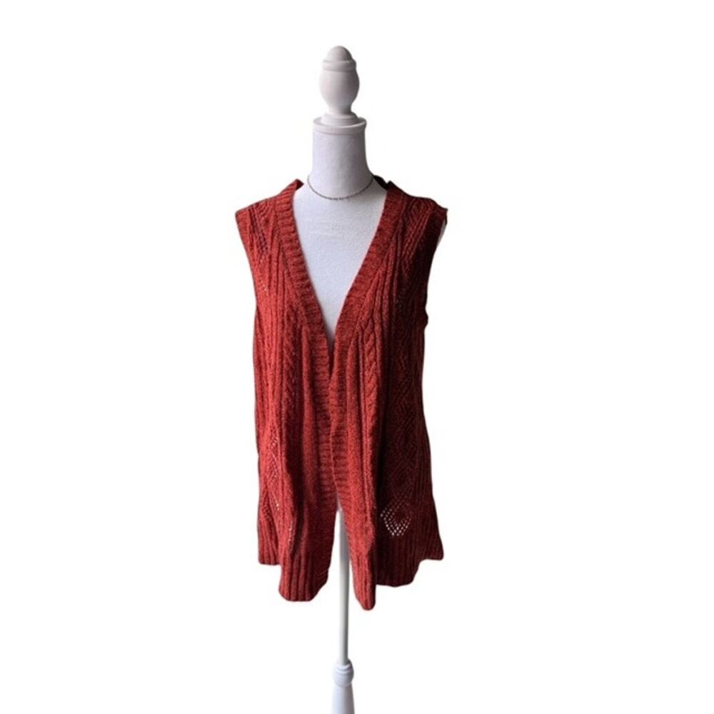 Kim Rogers Deep Terracotta Vest Cardigan Boho Size Medium